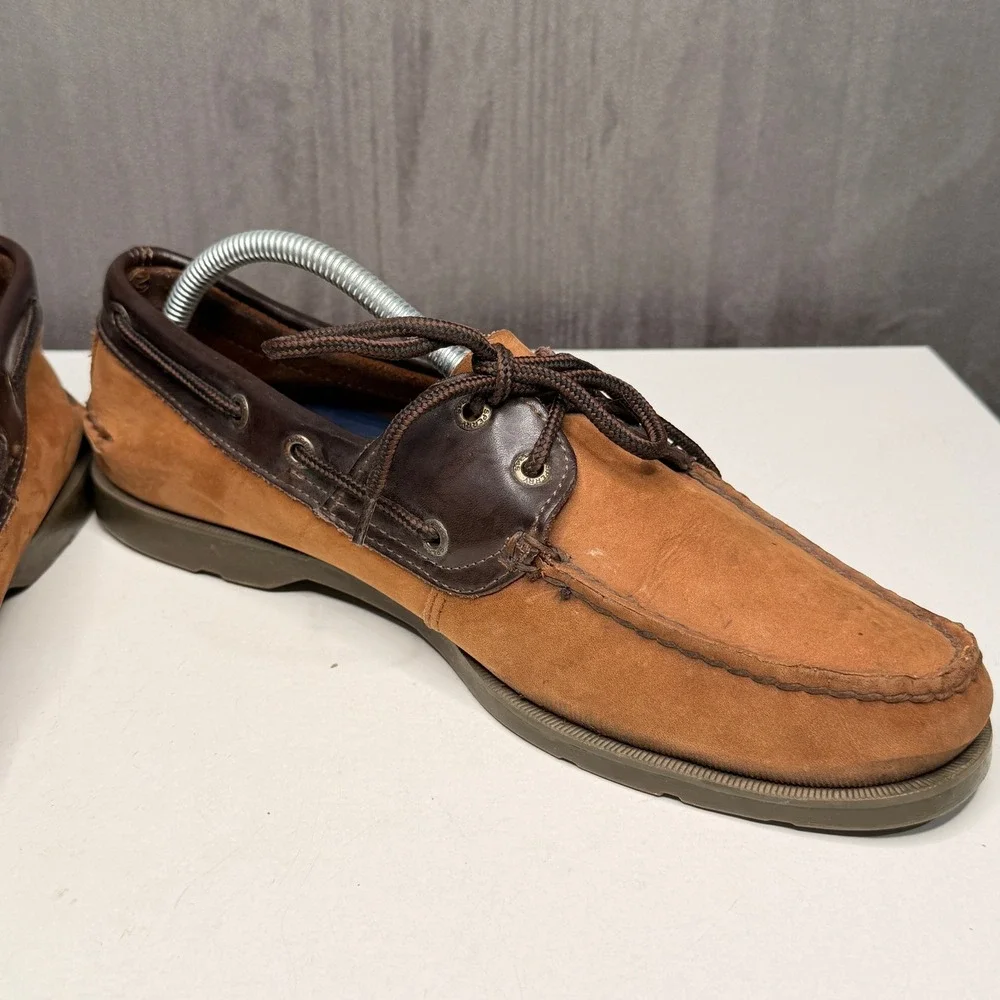 Sperry Top-Sider Boat Shoes Mens Sz 9.5 Leeward 2 Eye Tan Brown Leather 0777896
